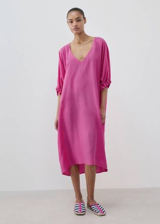 Mango Camicia da notte seta maniche a palloncino fucsia - Donna - S - MANGO