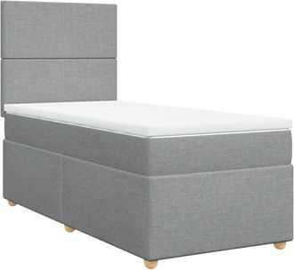vidaXL Cama Box Spring Con Colch&oacute;n Tela Gris Claro 90x200 Cm Vidaxl