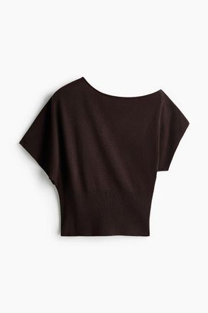 H&M Fine-knit One-shoulder Top in Dark Brown at Nordstrom, Size X-Small