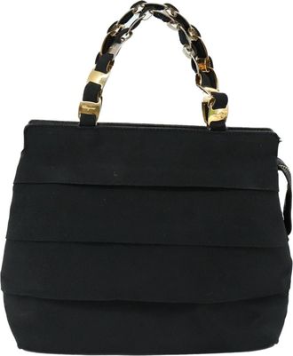 Ferragamo Vala Handbag Canvas Black Canvas Handbag (Pre-Owned)