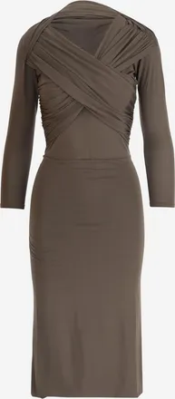 Patou Taupe Jersey Wrap Midi Dress