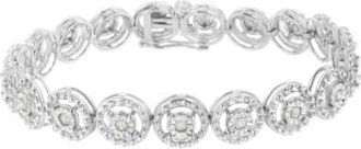 House of Brilliance Silver 1.0 Cttw Diamond Nested Circle Miracle Set Open Wheel Link Bracelet in White at Nordstrom