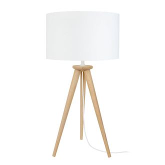 Tosel L&aacute;mpara de mesamadera Alt.54cm natural Pantalla: blanco o