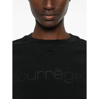 Courr&egrave;ges Stonewashed Cotton with Layered Sleeves T-shirt - Gray