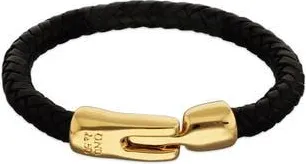 UNOde50 Braided Leather Bracelet with Gold Plated Clasp at Nordstrom, Size X-Large
