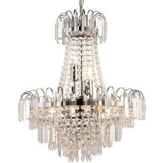 Loops Hanging Ceiling Chandelier Pendant 6 Light Glass Retro Lamp Bulb Holder Fitting in Clear