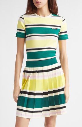 Marimekko Spurtti Helvi Cotton Blend Rib T-Shirt in Dark Green Yellow Black at Nordstrom, Size X-Small