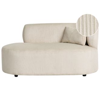 Beliani Chaise Longue Tapizado En Pana Con Coj&iacute;n Decorativo Versi&oacute;n Derecha Beige Claro Vanvey
