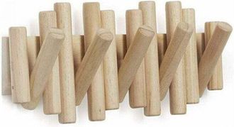 OEM Appendiabiti Da Parete Con 5 Ganci In Legno Naturale, Dimensioni 37,1x16,5x4,4 Cm Per Unelegante Soluzione Di Archiviazione