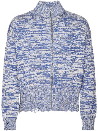 Marni Marled Pattern Zip-Up Sweater with High Collar