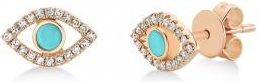 Allurez Turquoise & Diamond Evil Eye Stud Earrings 14k Rose Gold (0.26ct)