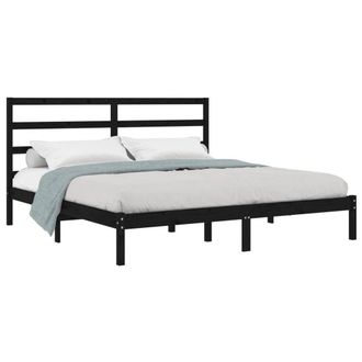 Berkfield Home Beautiful Bed Frame Black Solid Wood Pine 200x200 cm