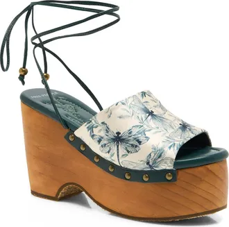 Free People Front Row Wraparound Ankle Strap Platform Sandal in Dragonfly Bandana at Nordstrom, Size 7.5