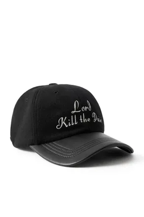 Enfants Riches Deprimes Lord Kill The Pain Leather-Trimmed Embroidered Wool and Cashmere-Blend Baseball Cap