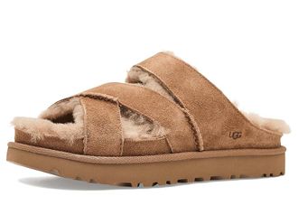 UGG Greenport Cross Strap Slide Womens Slippers Chestnut : 10 B - Medium, Suede
