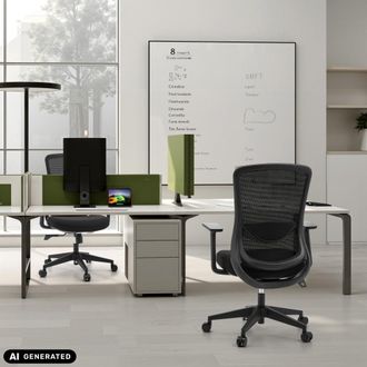 hjh OFFICE Silla home office tela / tejido de malla negro/negro