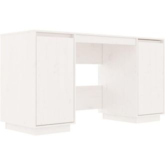 vidaXL Desk White 140x50x75 cm Solid Wood Pine Vidaxl