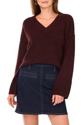 Vince Camuto High-Low V-Neck Sweater in Port at Nordstrom Rack, Size Large