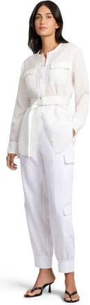 Onia Linen Utility Shirt in White at Nordstrom, Size X-Small