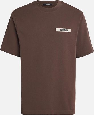Jacquemus Mens Jacquemus The Gros Grain Logo T Shirt Brown - Size: 40