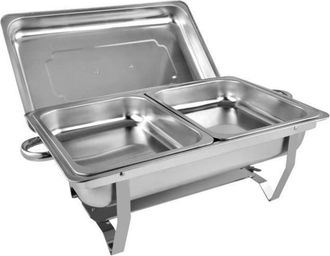 OEM Chafing Dish - Cheffinger - Cf-chaf01 - Acero Inoxidable - 2 Compartimentos - Tapa Incluida