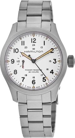 Hamilton Khaki Field Mechanical Power Reserve White Dial Stainless Steel Mens Watch H69509110