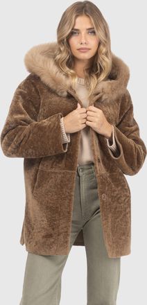 Gorski REVERSIBLE TEXTURED SHEARLING LAMB PARKA WITH MERINILLO SHEARLING LAMB HOOD TRIM