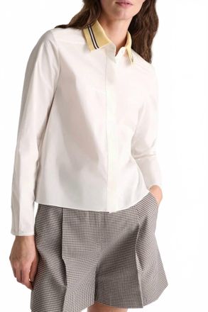 Dorothee Schumacher Poplin Power Blouse In White/lemon