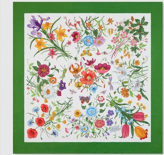 Gucci Printed Silk Carr&eacute;, White, Silk