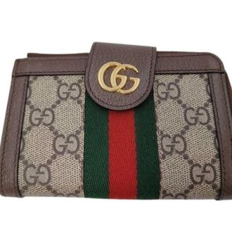 Gucci Beige Brown Gg Supreme Leather Wallet (Bi-Fold) (Pre-Owned)