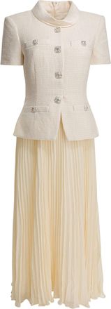 Self Portrait Boucl&eacute;-Midikleid mit Faltenrock