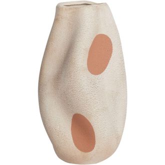 Beliani Beliani - Florero Decoraci&oacute;n Del Hogar Gres Impermeable Motivo Lunares Beige Claro Batoidea