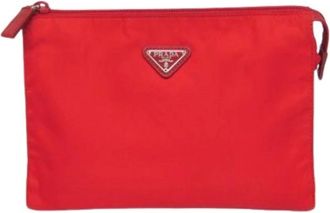 Prada Pre-owned Clutches, female, Red, Size: ONE SIZE Pre-owned Vela 1N1725 Pouch