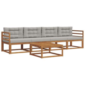 vidaXL Conjunto De Sof&aacute;s De Exterior 5 Pcs Gris Natural Y Claro Vidaxl