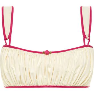 Montce Swim Victoria Bikini Top in Cream Raspberry Binded at Nordstrom Rack, Size Medium
