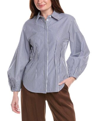 Lafayette 148 New York Lantern Sleeve Exposed Dart Blouse