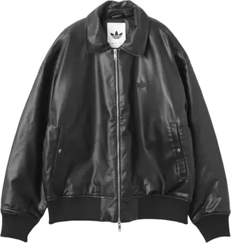 adidas Premium Essentials Pleather Bomber Jacket Asia Sizing Black KD2943