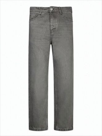 Ami Straight-Leg Grey Denim Pants With Classic Five-Pocket Design