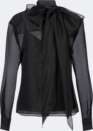 Carolina Herrera Blusa de organza de seda con lazada