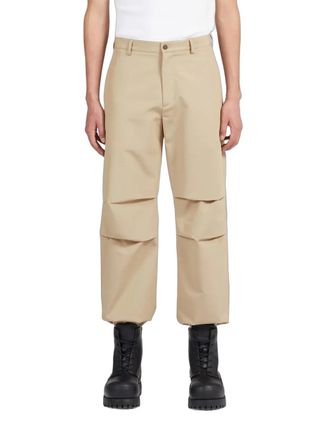 Ferragamo Logo-Patch Cotton Cropped Trousers - Beige