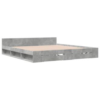 Berkfield Home Modern Bed Frame w/Drawers Frame Concrete Grey 180x200 cm Super King