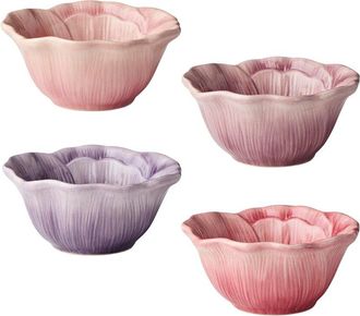 Certified International Wildflowers Set Of 4 3D Floral Ice Cream Bowls