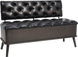 vidaXL Storage Bench with Backrest 43.3 Black Faux Leather