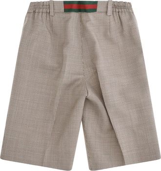 Gucci Wool Bermuda Shorts For Boy Brown-Cream-Mix Merino Ovis Aries Brown/cream/mix