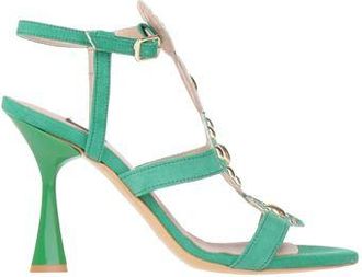 Islo Isabella Lorusso Ankle Strap Sandals for Women in Green Suede with Spool Heel