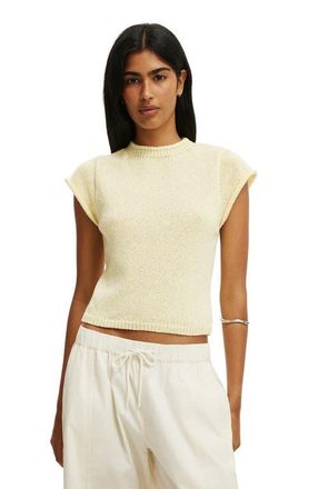 Cotton On Womens Textured Shortsleeve Knit Top in Vanilla Glow at Nordstrom, Size Xx-Small