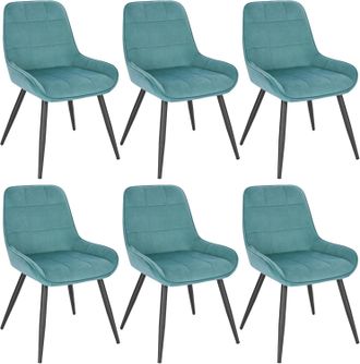 Woltu Woltu 6x Sillas De Comedor Silla Ergon&oacute;mica Con Respaldo Silla De Terciopelo En Estructura Metal Sillas Para Dormitorio Sal&oacute;n Comedor Y Cocina Turques