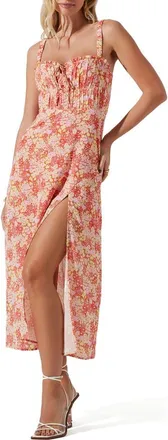 ASTR the Label Elsie Floral Sundress in Orange Floral at Nordstrom, Size X-Small