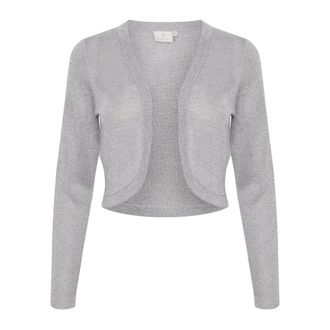 Kaffe Vrouwelijke Open Bolero Jas Grijs Zilver - Dames - Truien - Grijs - Maat: L