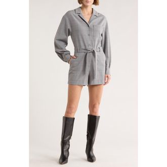 Maje Icarreau Windowpane Wool Blend Romper in Gris at Nordstrom Rack, Size 2 (Fits Like 4-6 Us) / 38 Eu